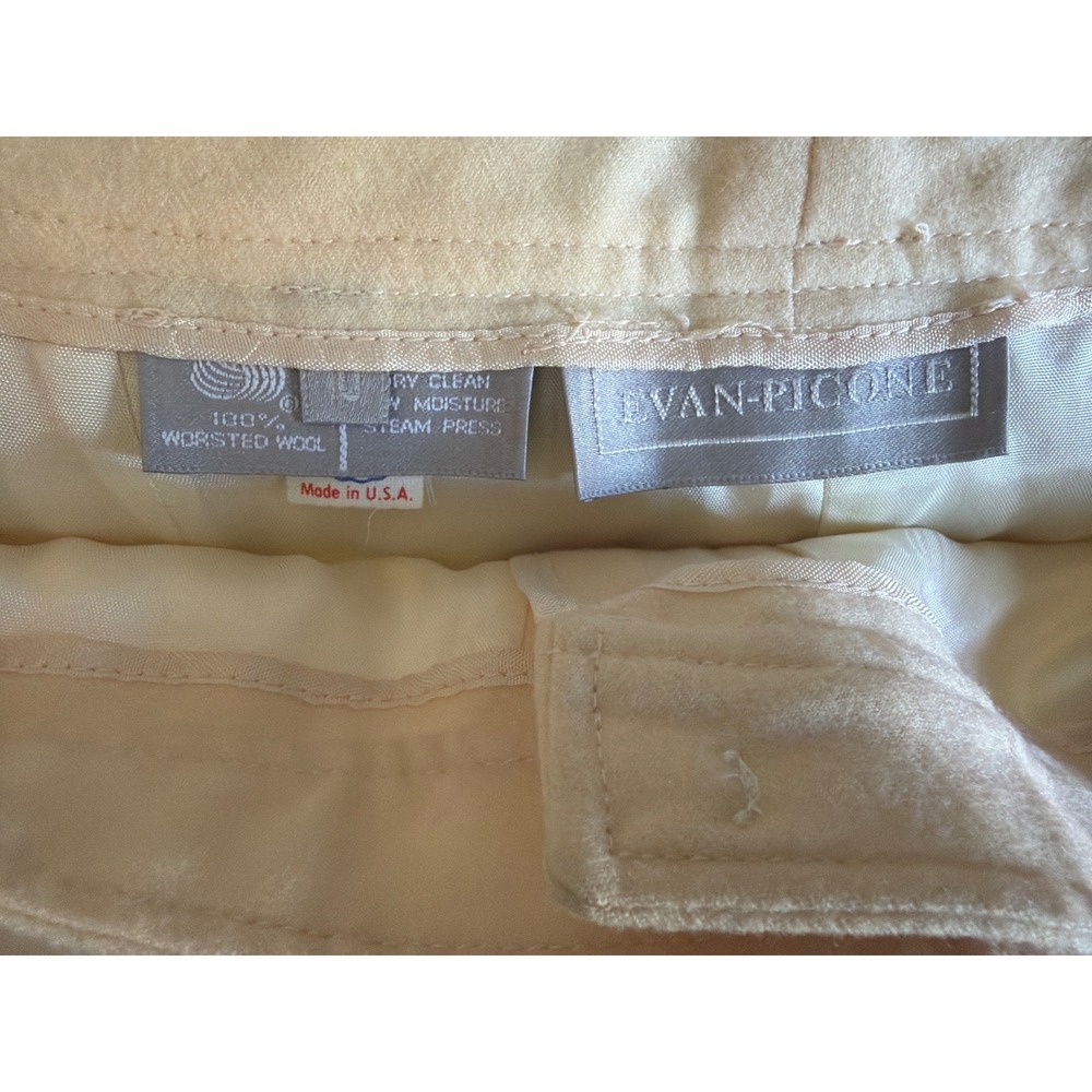 Evan Picone 3pc Suit Set Women 8/10 Cream Wool Blazer Skirt Pants Vintage USA - Picture 6 of 16